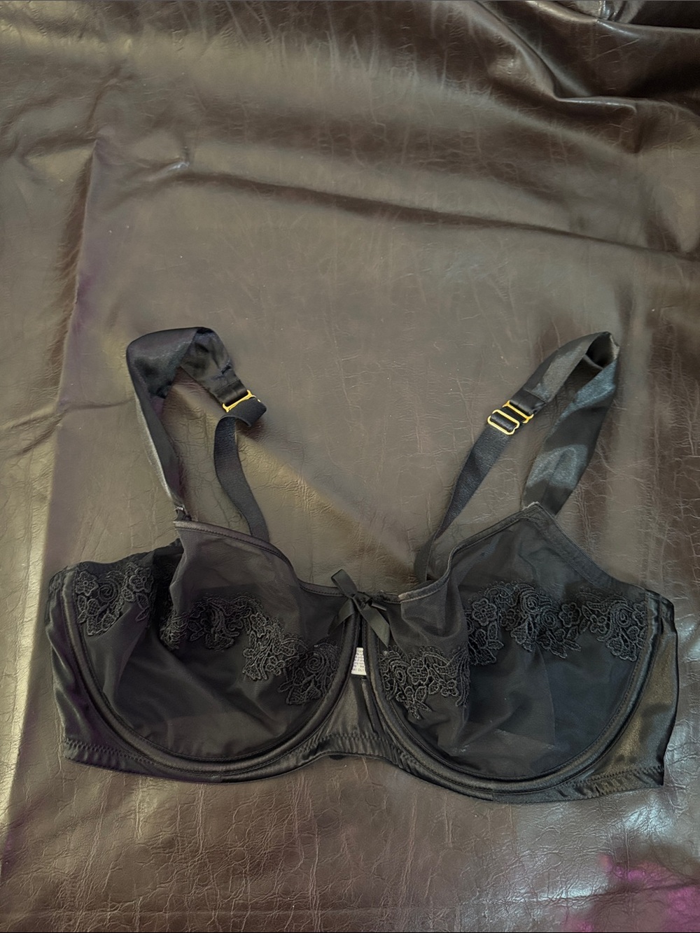 Cacique Black Sheer Lace Underwire Bra